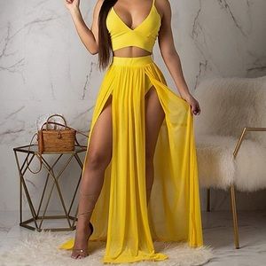 Bright Yellow Two-Piece Summer Set -